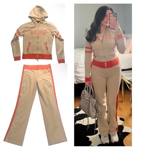 Vintage Y2K BCBG Beige and Orange Matching Tracksuit Set small-xs - Picture 1 of 16